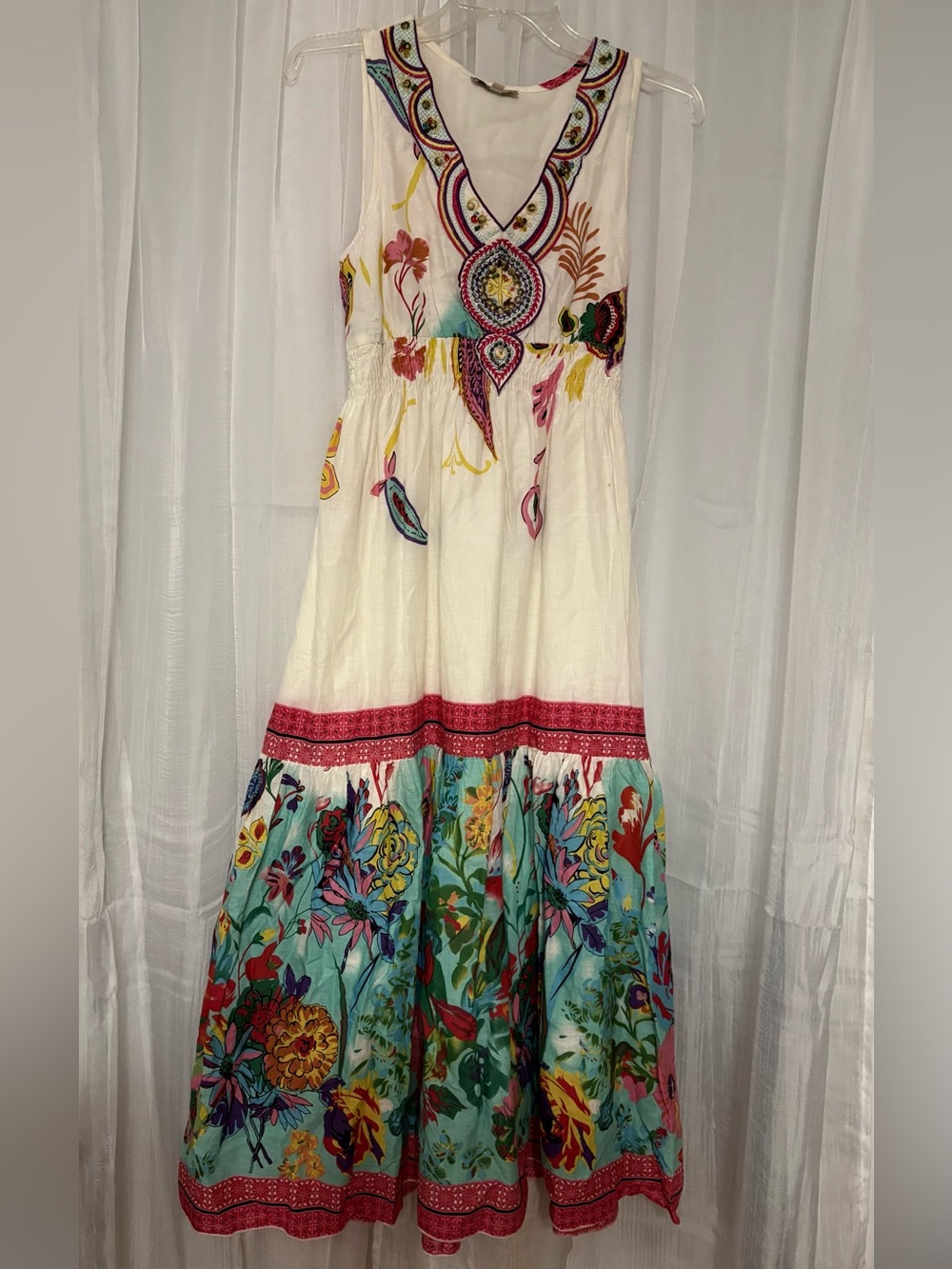 Summer Maxi Dress- White with embroidery